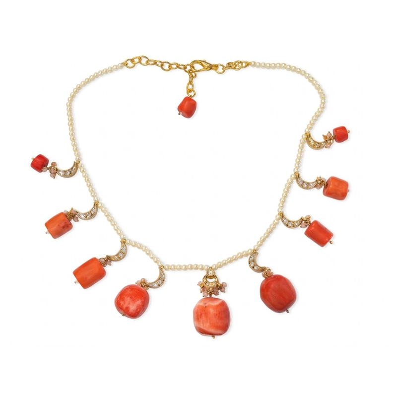 Coral Moon Polki Necklace