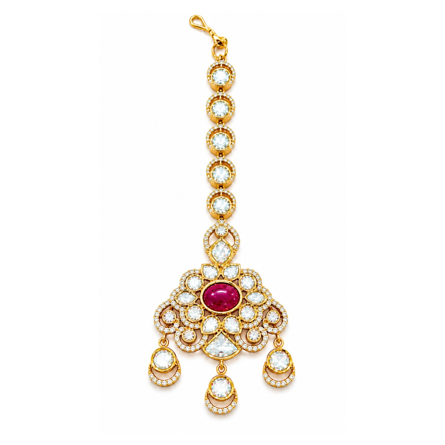 Sitara Maang Tikka Ruby Red